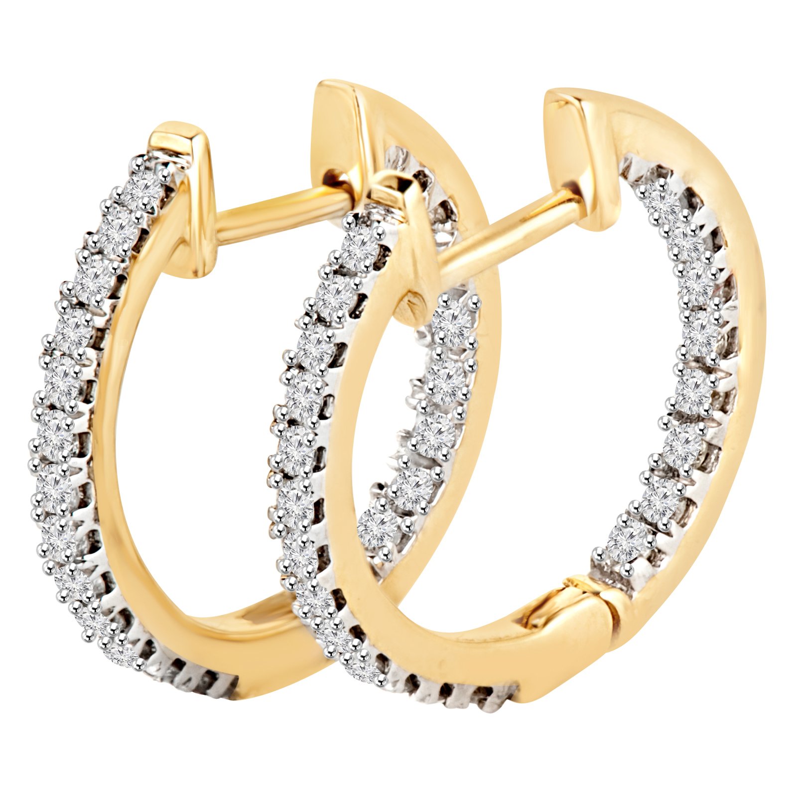 .35 CTW SI2 F ROUND DIAMOND HUGGIE EARRINGS 14K YELLOW GOLD | eBay