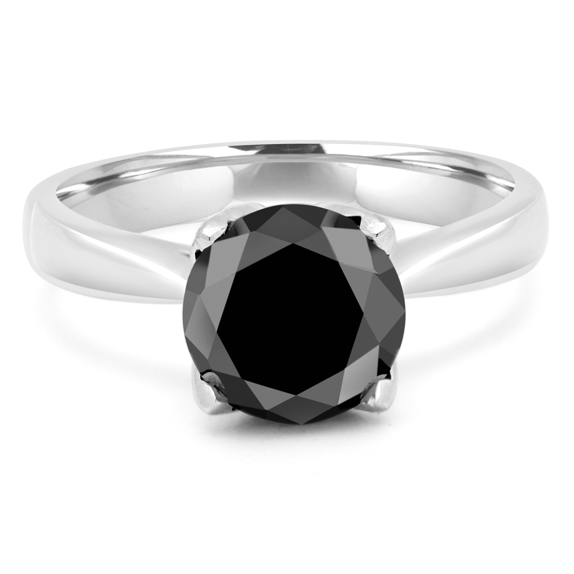 1 CT BLACK ROUND DIAMOND SOLITAIRE ENGAGEMENT RING 14K ...